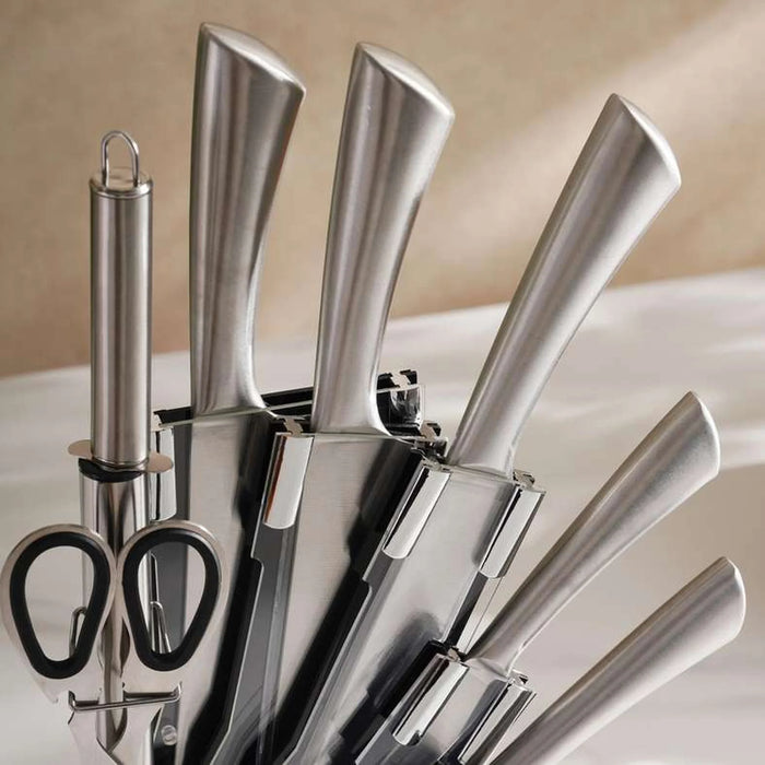 Lerato 7-Piece Knife With Stainless Steel Block Set -Chrome
