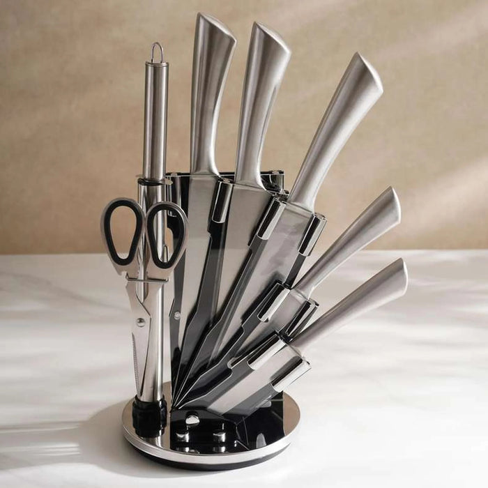 Lerato 7-Piece Knife With Stainless Steel Block Set -Chrome