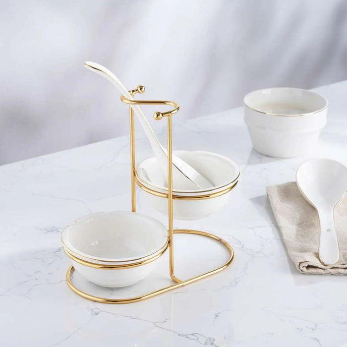 Lesie 4-Piece Serving Spoon With Stand - White