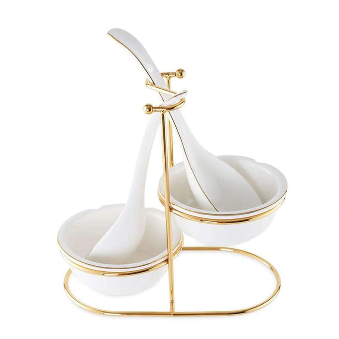Lesie 4-Piece Serving Spoon With Stand - White