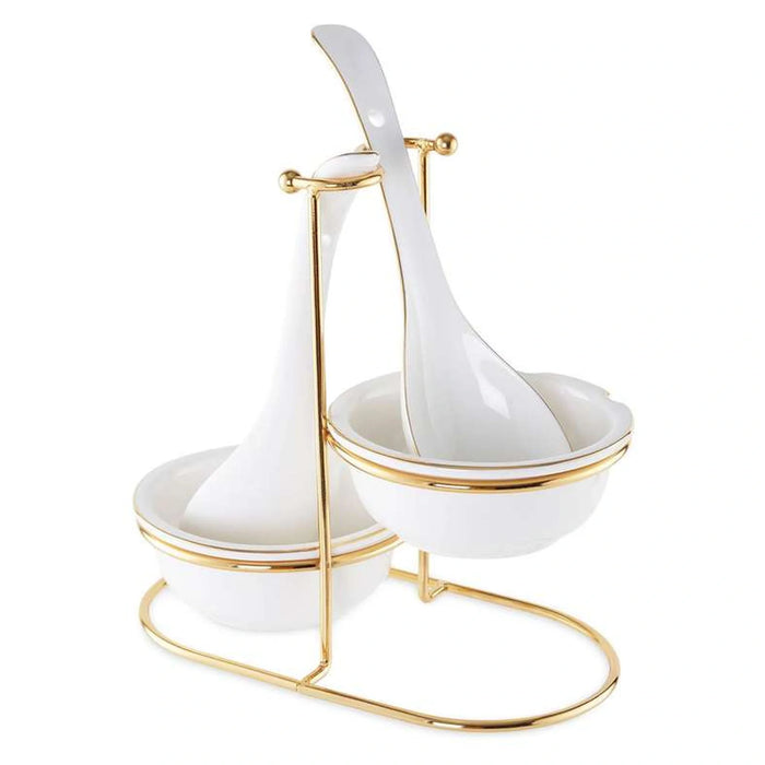 Lesie 4-Piece Serving Spoon With Stand - White