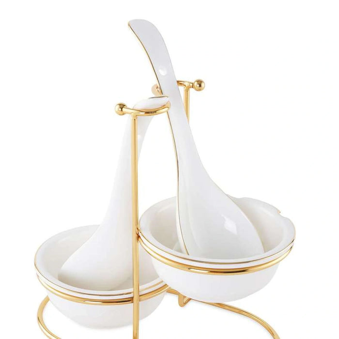 Lesie 4-Piece Serving Spoon With Stand - White