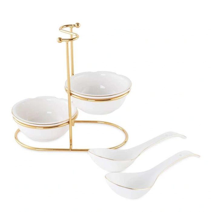 Lesie 4-Piece Serving Spoon With Stand - White