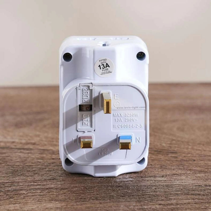 Levin 3-Way Universal Adapter 8X8X5Cm - White Pan Home