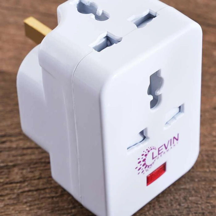 Levin 3-Way Universal Adapter 8X8X5Cm - White Pan Home
