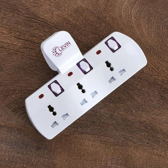 Levin 3-Way Universal T-Socket With Switch 19X11X5Cm - White