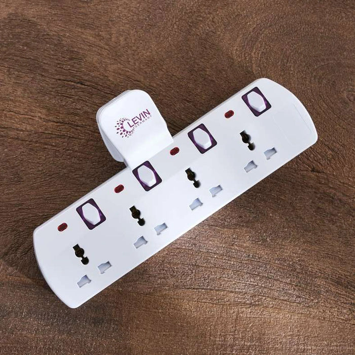 Levin 4-Way Universal T-Socket With Switch 24X11X5Cm - White