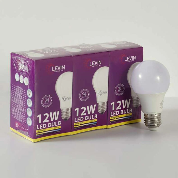 Levin Led A-Bulb 3-Pieces 12W E27 3000K Warm Light - White