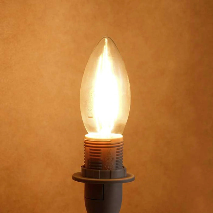 Levin Led C37 Filament Candle Bulb E14  5W 2700K Dimmable Warm Light - White Pan Home