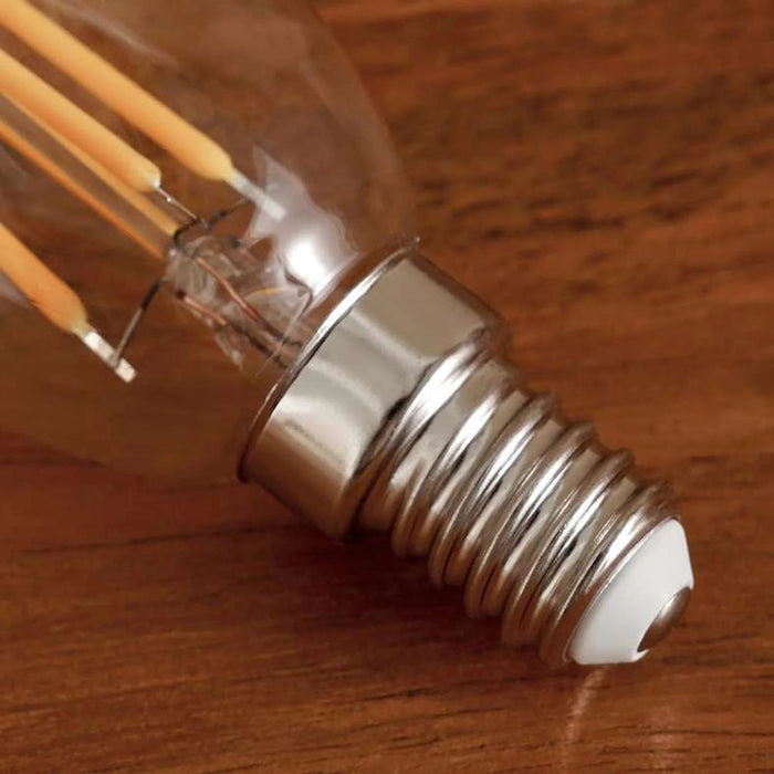 Levin Led C37 Filament Candle Bulb E14  5W 2700K Dimmable Warm Light - White Pan Home