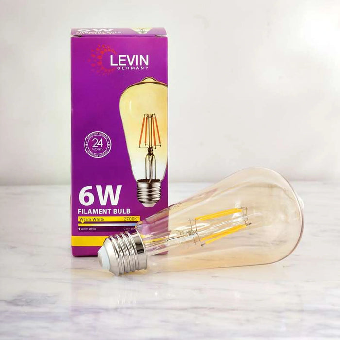Levin Led Vintage Bulb St19 Filament E27 6W 2700K Warm Light Amber Glass