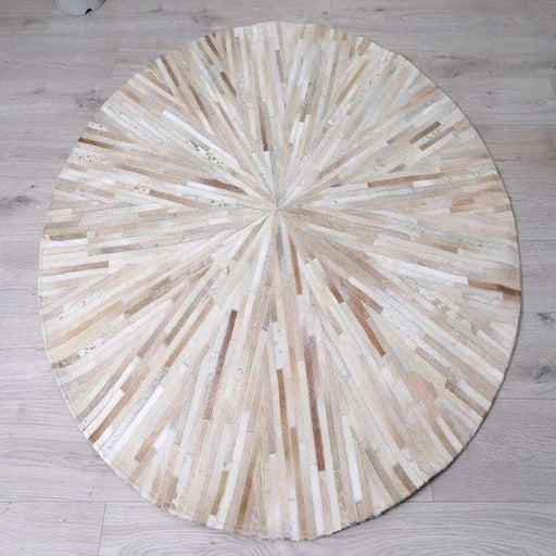 Lexus Foil Printed Hairon Round Rug 150Cm Dia - Gold Pan Home