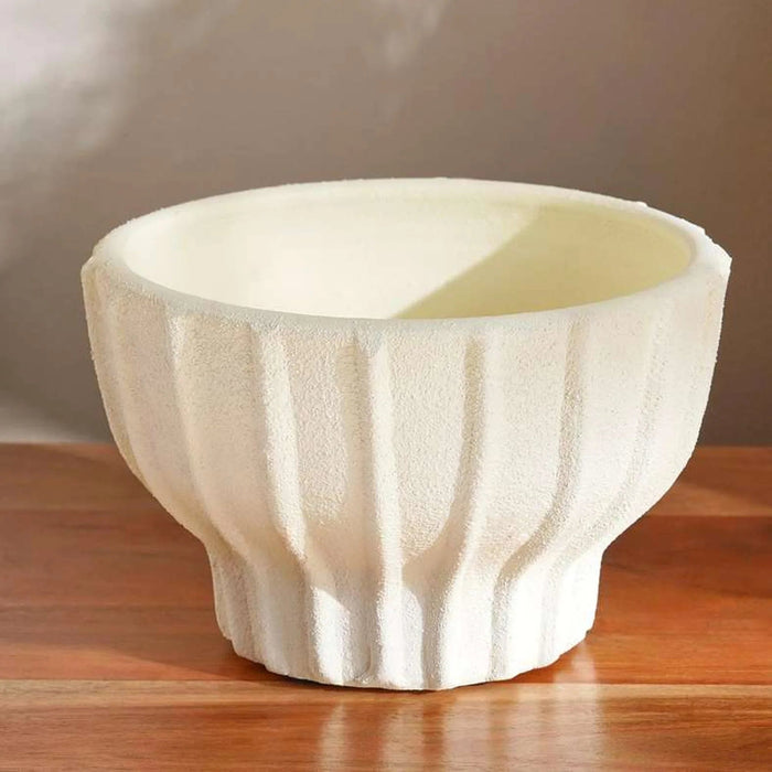 Liadean Terracotta Decor Footed Bowl  21X21X16Cm - Off White Pan Home