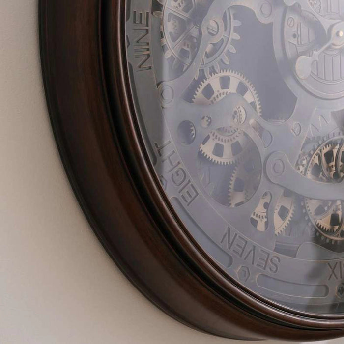 Liam Wall Clock With Gear - Antique Gold Pan Home