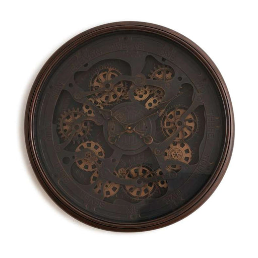 Liam Wall Clock With Gear - Antique Gold Pan Home