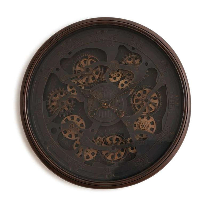 Liam Wall Clock With Gear - Antique Gold Pan Home