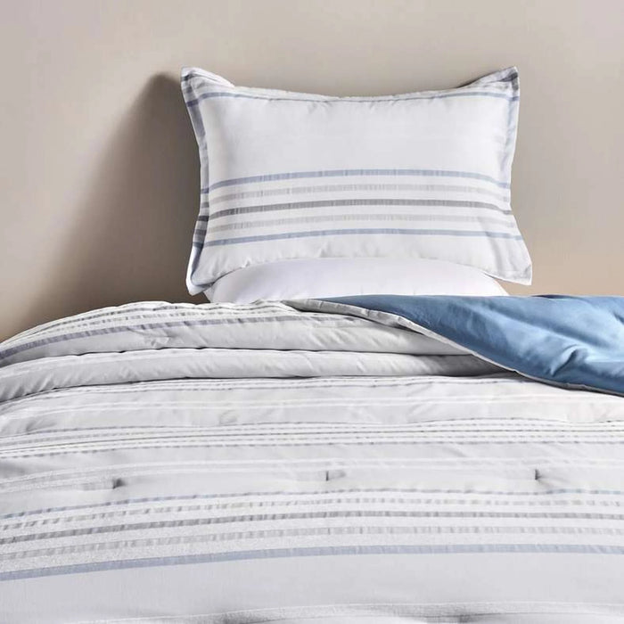 Liana 2-Piece Chenile Stripe Single Comforter Set 135X220Cm - Sky Blue
