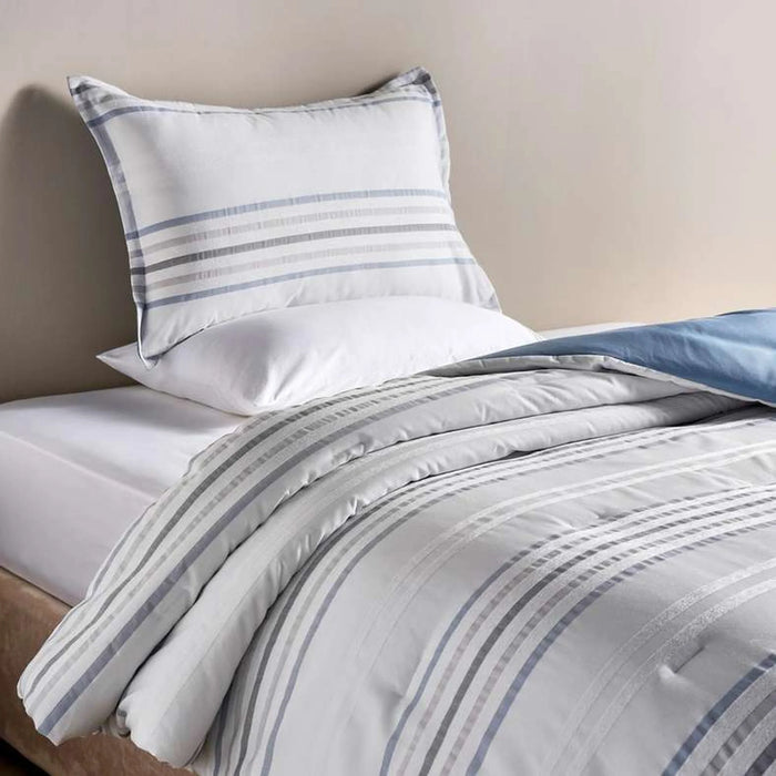 Liana 3-Piece Chenile Stripe King Comforter Set 240X260Cm - Sky Blue
