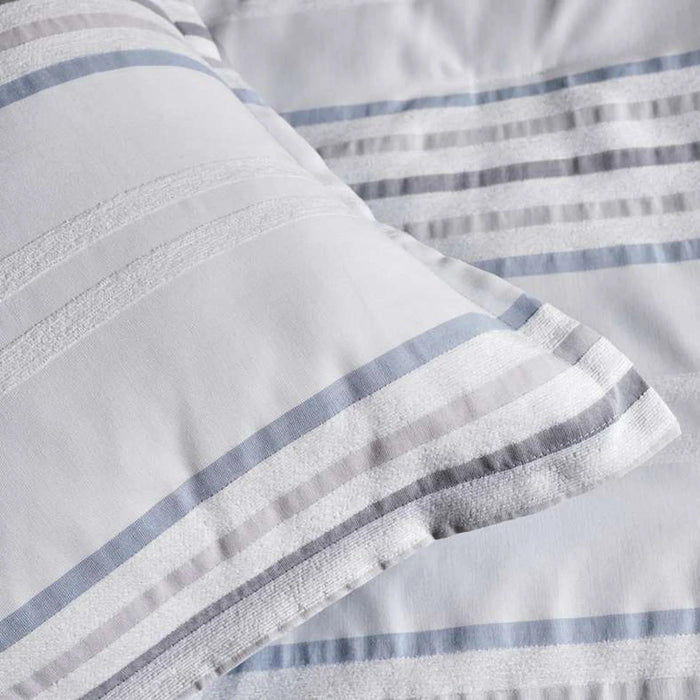 Liana 3-Piece Chenile Stripe King Comforter Set 240X260Cm - Sky Blue