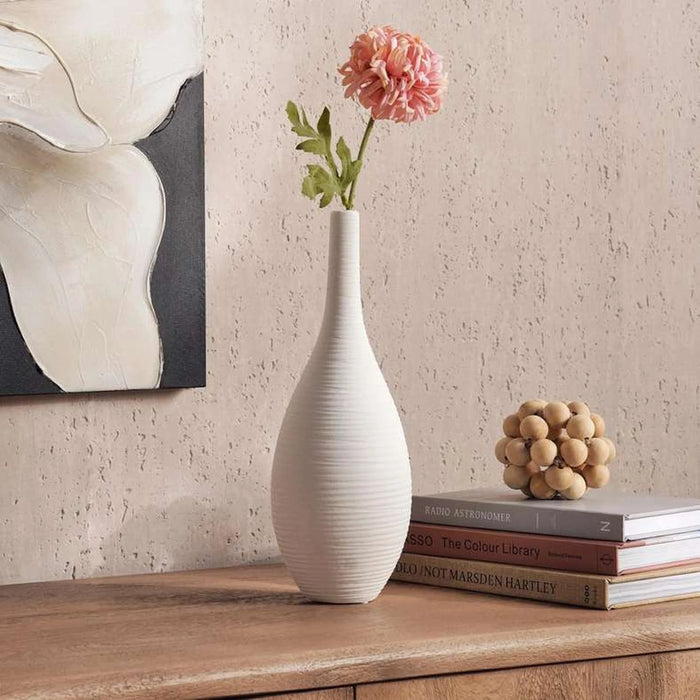 Liane Terracotta Vase 11.5X11.5X32Cm - White