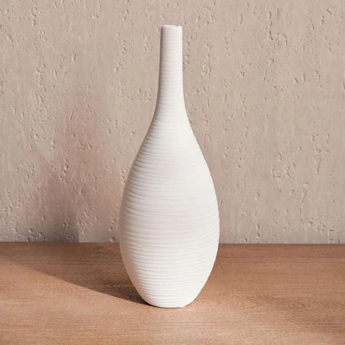 Liane Terracotta Vase 11.5X11.5X32Cm - White