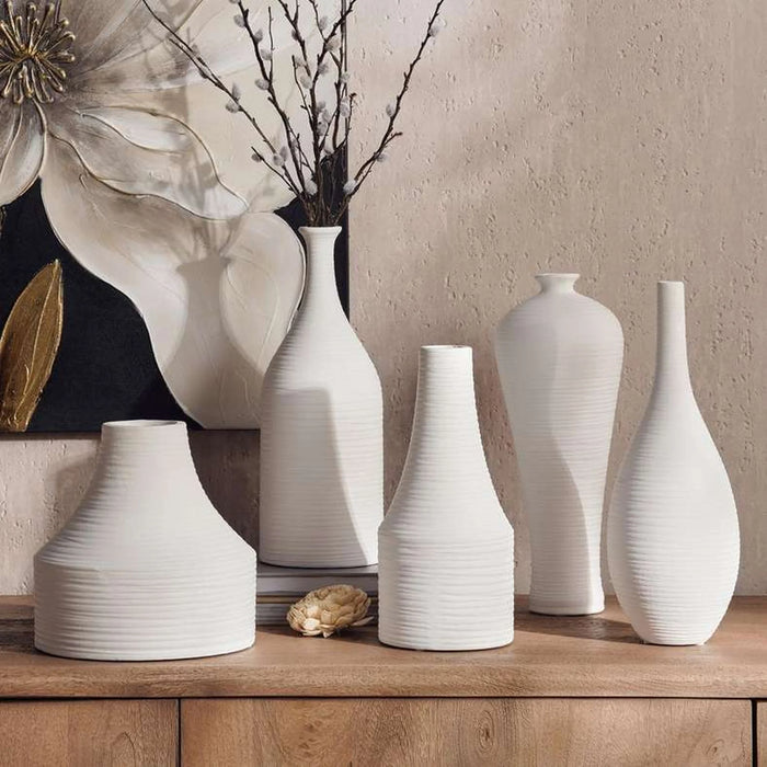 Liane Terracotta Vase 13.2X13.2X26Cm - White
