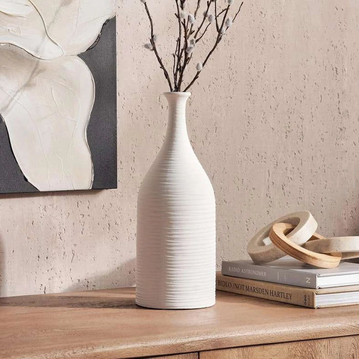 Liane Terracotta Vase 13.5X13.5X32Cm - White