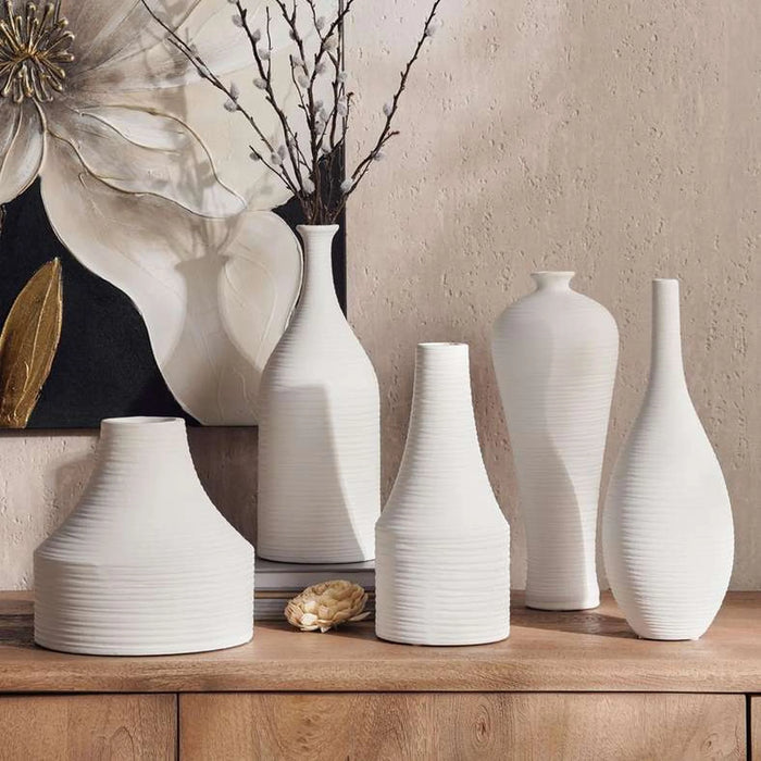 Liane Terracotta Vase 13.5X13.5X32Cm - White
