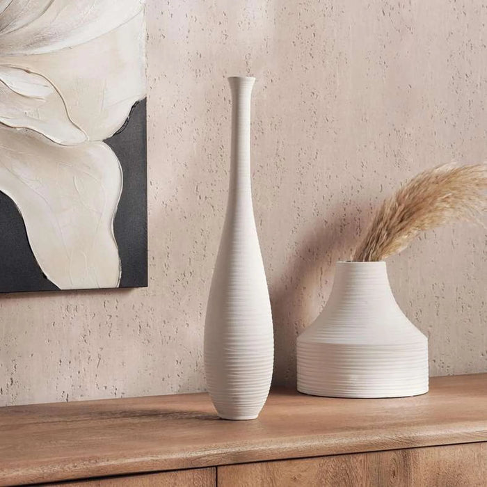 Liane Terracotta Vase 9X9X46Cm - White