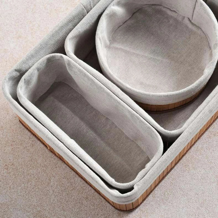 Libby 4-Piece Set Bamboo Storage Organiser With Fabric Liner - 36X26X12Cm - Natural Pan Home