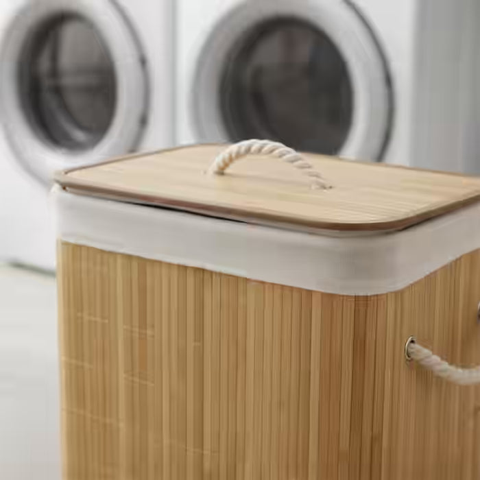 Libby Foldable Bamboo Laundry Hamper With Handle 70L 40X30X60Cm - Natural