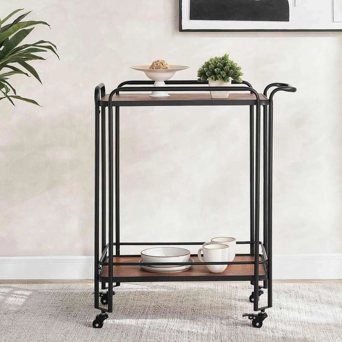 Liberty Serving Trolley 2 Tier Wood - Brown & Black