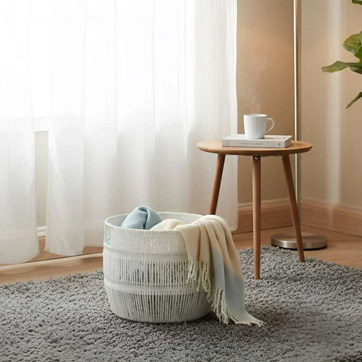 Lilia Paper Rope Storage Basket  22X22X18Cm - White Pan Home