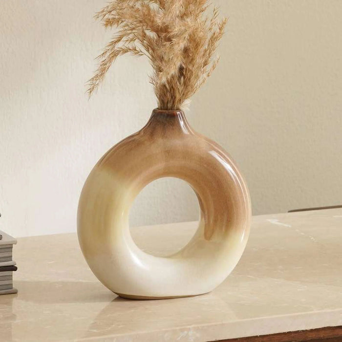 Lilou Ceramic Donut Vase 15.5X5.7X16.3Cm - Brown