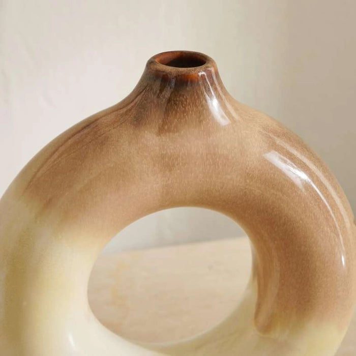 Lilou Ceramic Donut Vase 15.5X5.7X16.3Cm - Brown