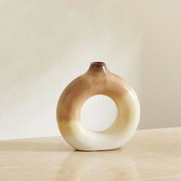 Lilou Ceramic Donut Vase 15.5X5.7X16.3Cm - Brown