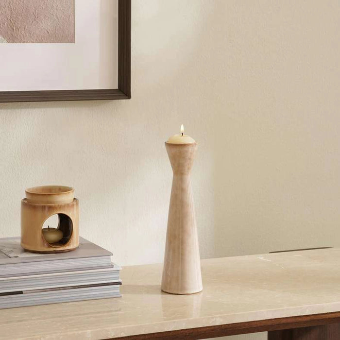 Lilou Ceramic Pillar Candle Holder- Brown