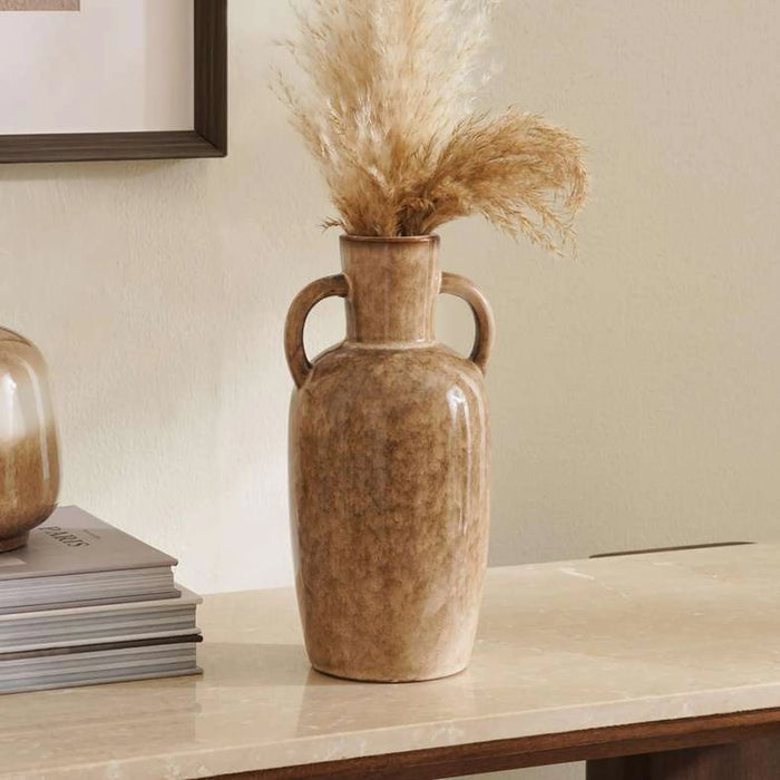 Lilou Ceramic Vase With Handles 13.5X11.5X27.5Cm - Brown