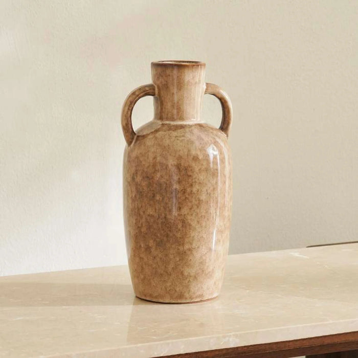 Lilou Ceramic Vase With Handles 13.5X11.5X27.5Cm - Brown