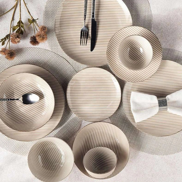 Lilya 20-Piece Porcelain Dinner Set -Beige