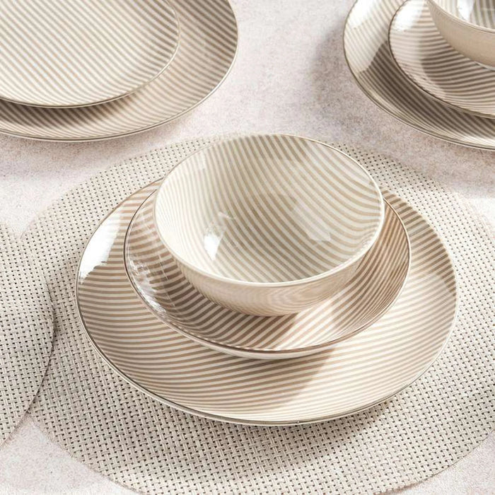 Lilya 20-Piece Porcelain Dinner Set -Beige