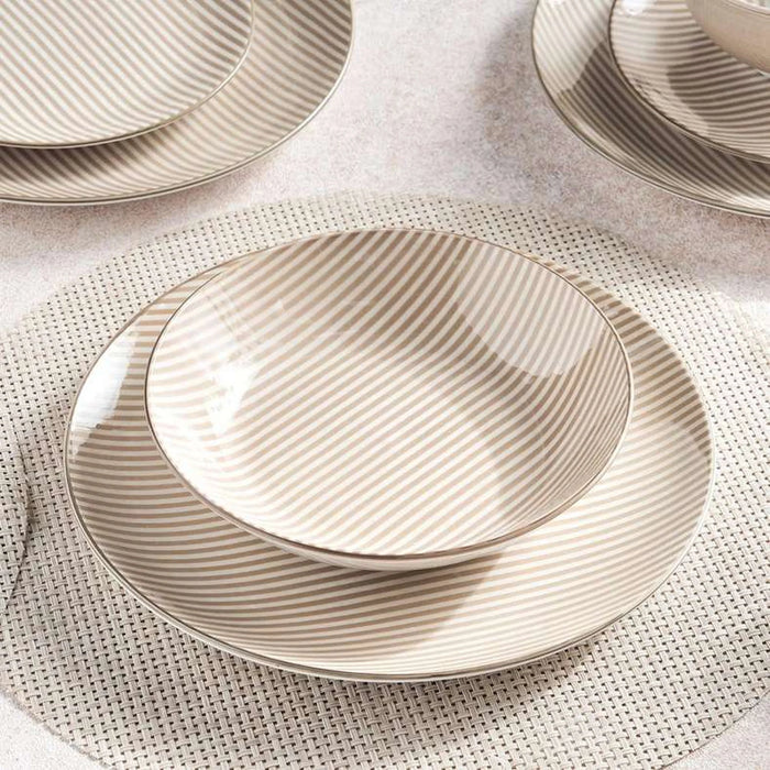 Lilya 20-Piece Porcelain Dinner Set -Beige