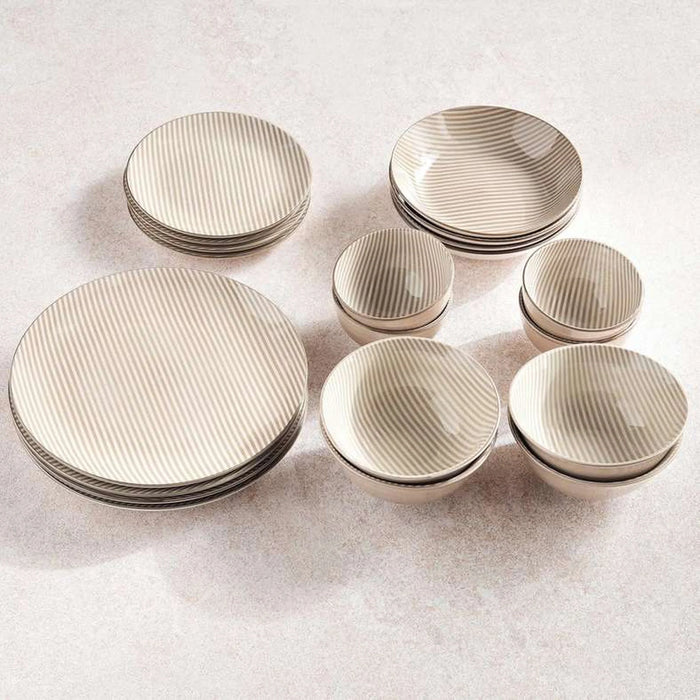 Lilya 20-Piece Porcelain Dinner Set -Beige
