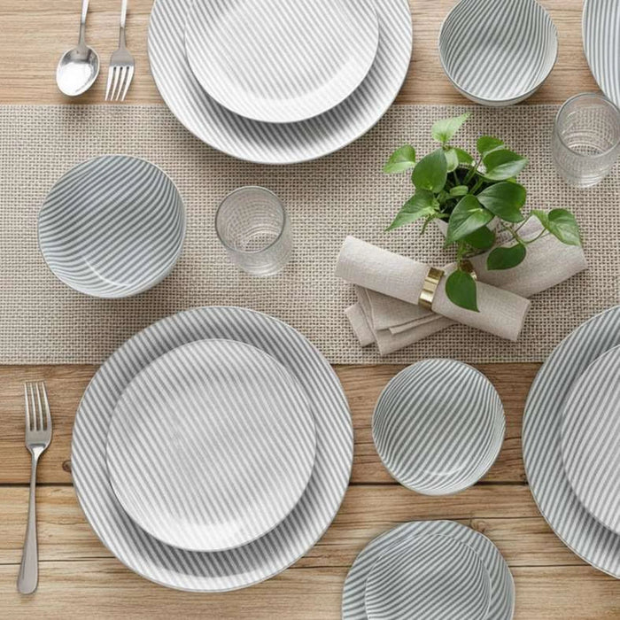 Lilya 20-Piece Porcelain Dinner Set -Grey
