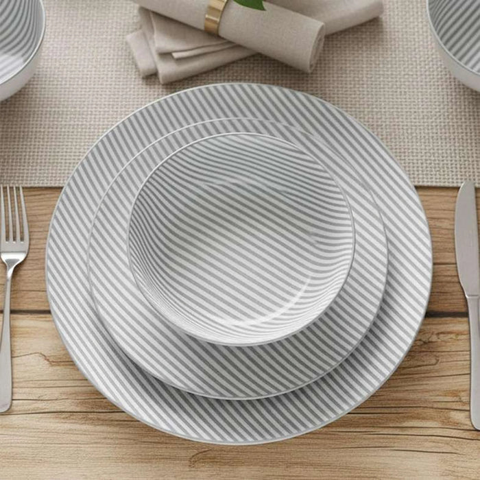 Lilya 20-Piece Porcelain Dinner Set -Grey