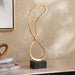 Lima Metal Infinity Design Sculpture On Marble Base 15X8X49Cm- Gold Pan Home