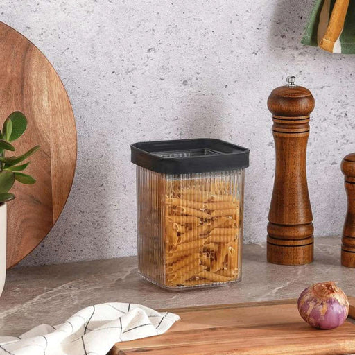 Linea Square Food Container 1.1L - Clear & Grey Pan Home
