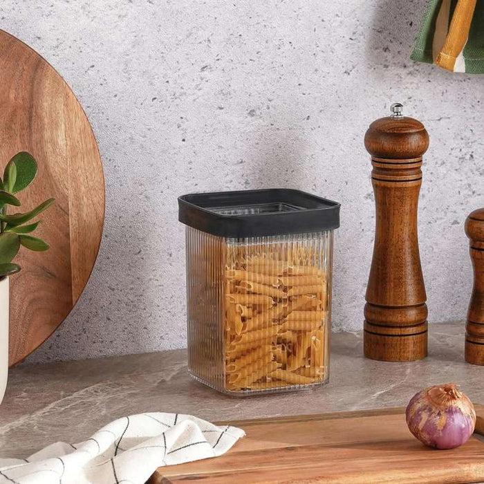 Linea Square Food Container 1.1L - Clear & Grey Pan Home