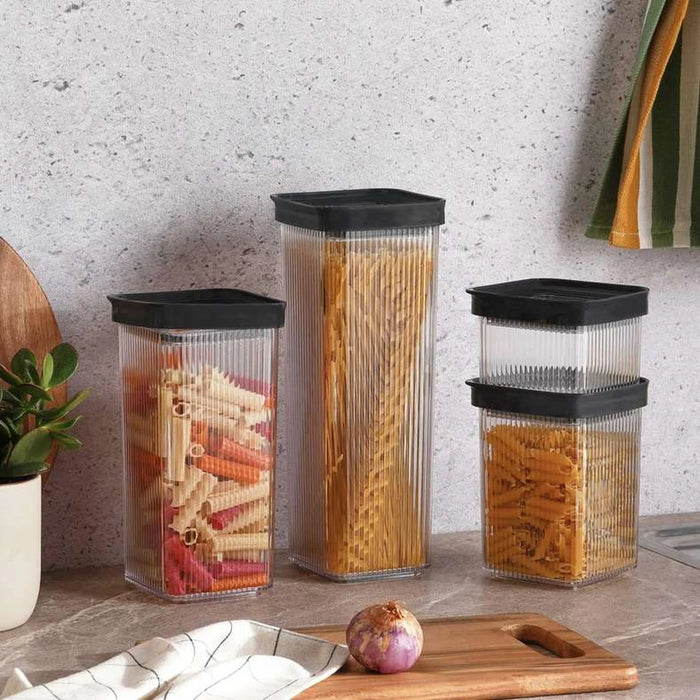 Linea Square Food Container 1.65L - Clear & Grey