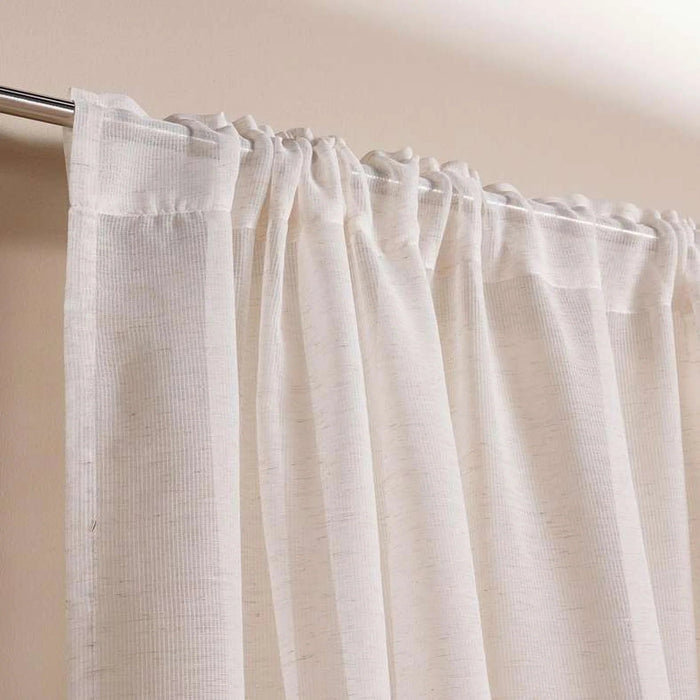 Linen Block Sheer 2 Piece Curtain Set 135X240Cm - Beige Pan Home